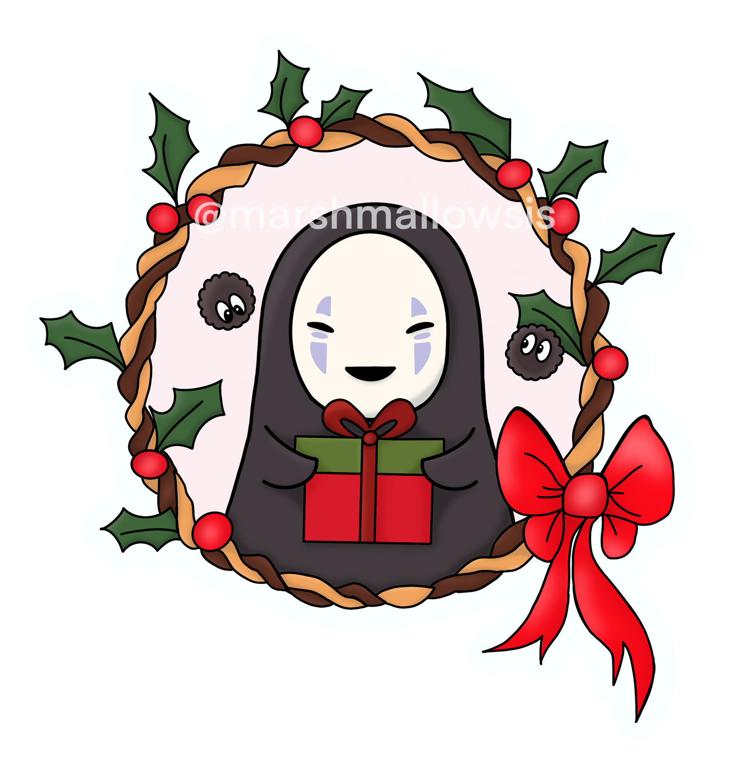 No Face Holiday Sticker