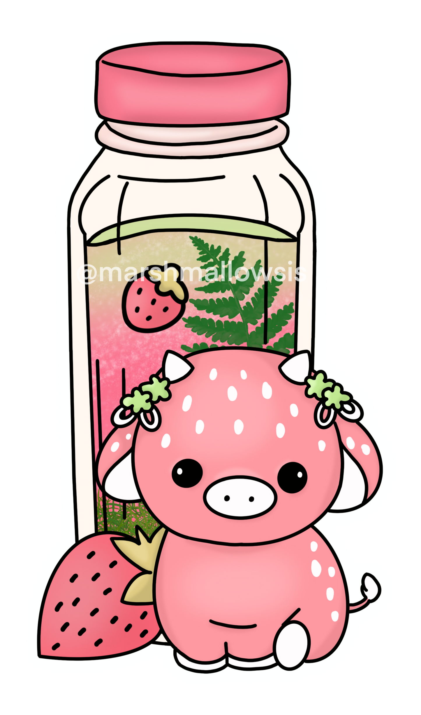 Strawberry Milk Cow Sticker