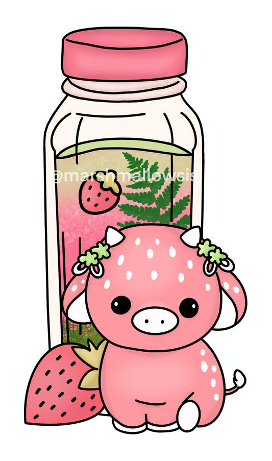 Strawberry Milk Cow Sticker