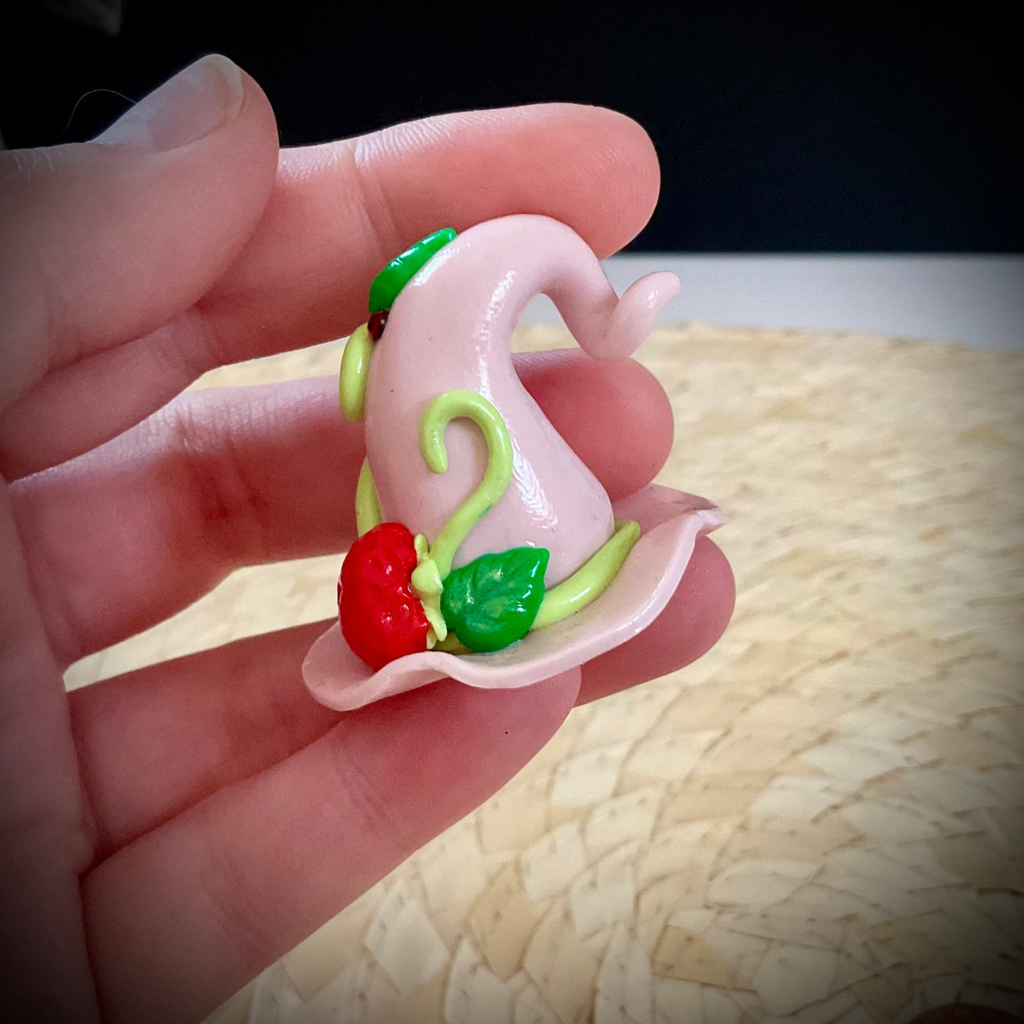 Strawberry Witch Hat Sculpture