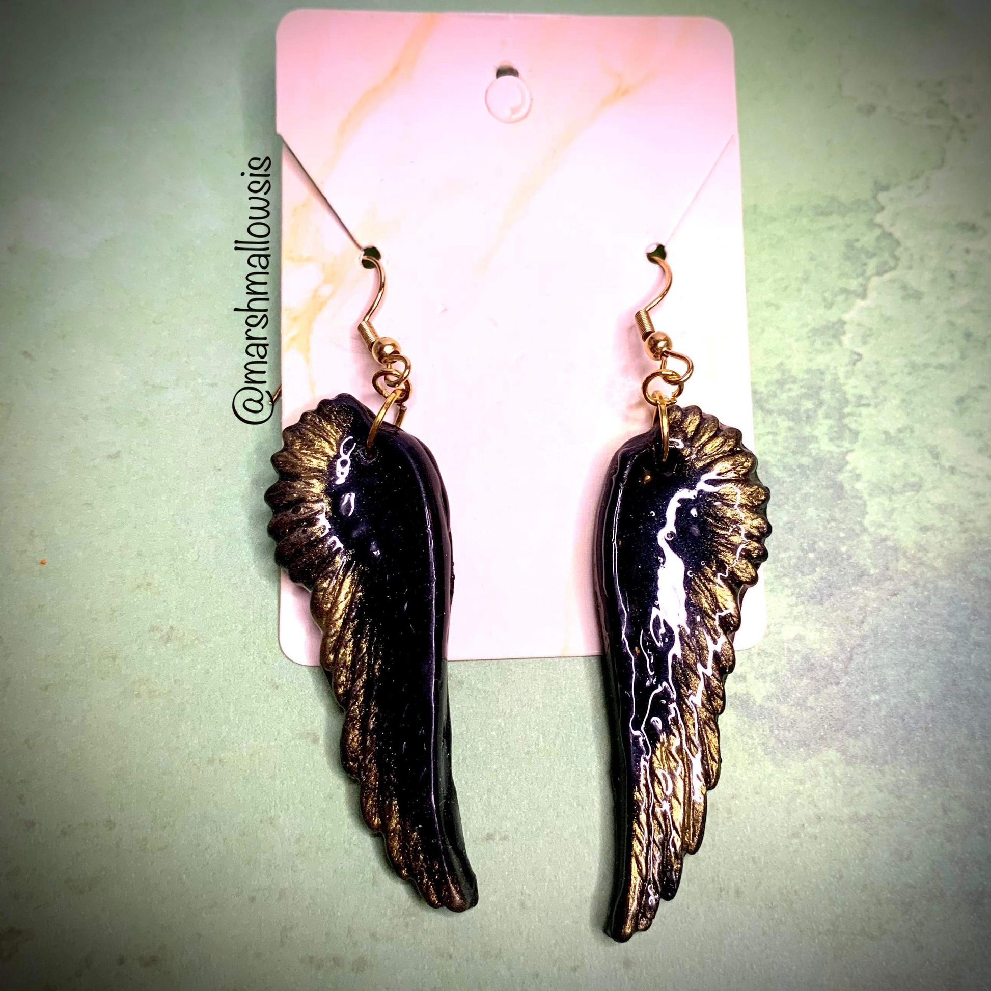 Black online wing earrings
