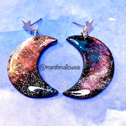 Galaxy Moon Earrings
